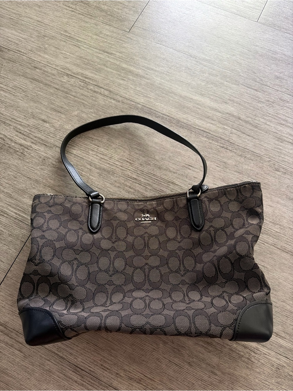 Coach Signature Canvas zip top bag